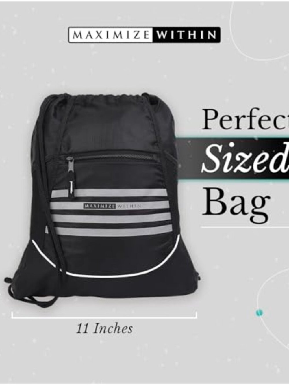 Water-Resistant Drawstring Sackpack Lightweight Gym Backpack Mesh Pockets - Picture 6 of 6